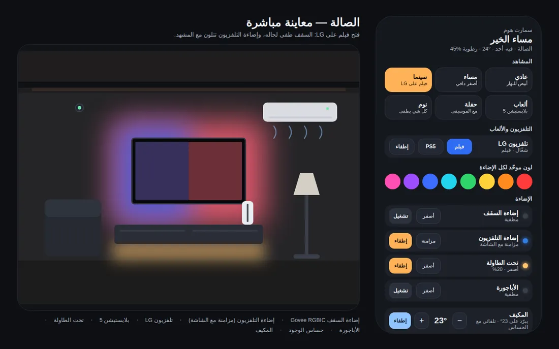 تصميم صالة ذكية — مشهد السينما